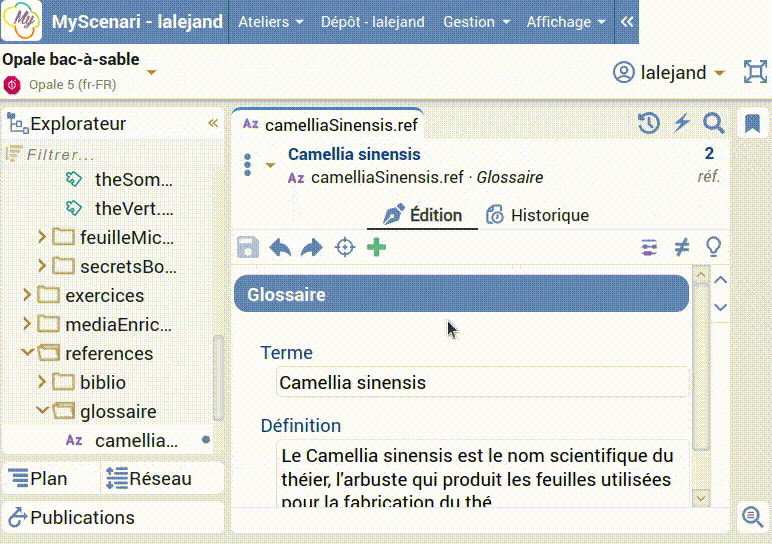 capture écran de l'indicateur de référencement d'item