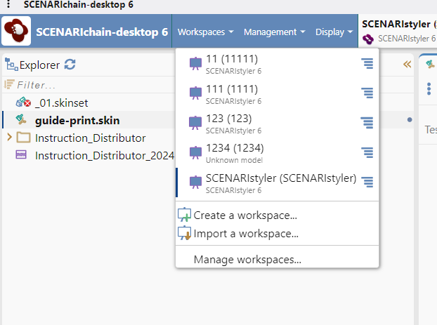 Workspace for Scenaristyler